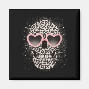 Leopard Gothic Skull Cool Skeleton Cheetah Magnet