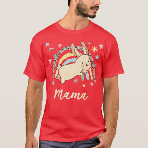Leopard Graphic Rainbow Bunny Mama  T-Shirt