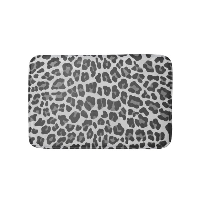 Leopard Gray and Light Gray Print Badematte (Vorderseite)