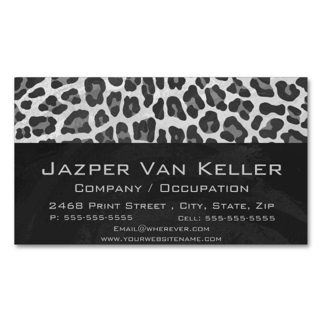 Leopard Gray and Light Gray Print Magnetische Visitenkarte (Vorderseite)