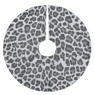 Leopard Gray and Light Gray Print Polyester Weihnachtsbaumdecke