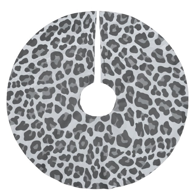 Leopard Gray and Light Gray Print Polyester Weihnachtsbaumdecke (Vorderseite)