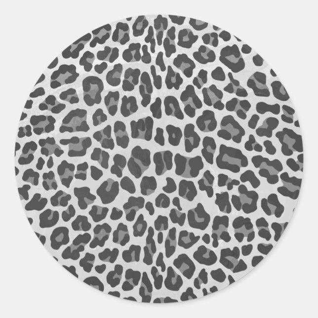 Leopard Gray and Light Gray Print Runder Aufkleber (Vorderseite)