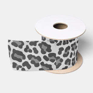 Leopard Gray and Light Gray Print Satinband
