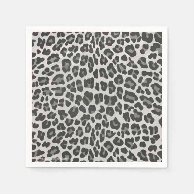 Leopard Gray and Light Gray Print Serviette (Vorderseite)
