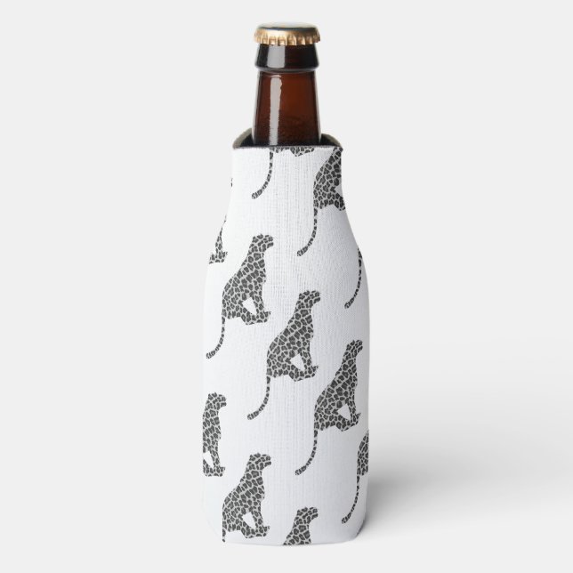Leopard Gray and Light Gray Silhouette Flaschenkühler (Flaschenvorderseite)
