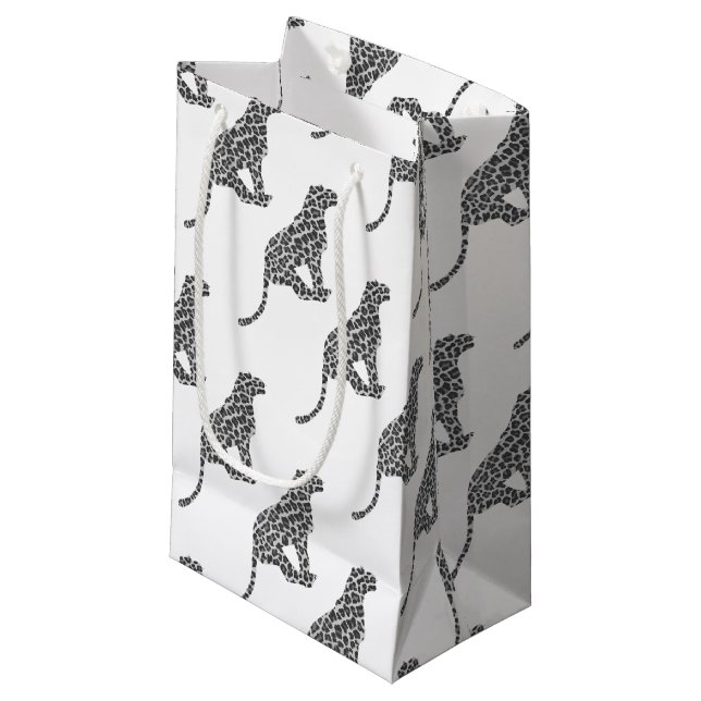 Leopard Gray and Light Gray Silhouette Kleine Geschenktüte (Vorderseite Schrägansicht)
