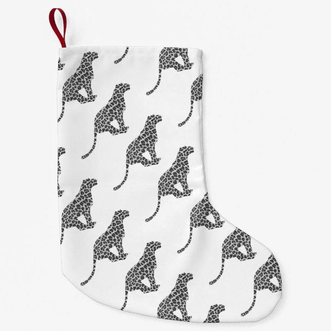 Leopard Gray and Light Gray Silhouette Kleiner Weihnachtsstrumpf (Vorderseite)