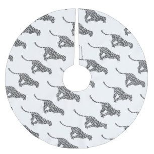 Leopard Gray and Light Gray Silhouette Polyester Weihnachtsbaumdecke
