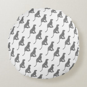 Leopard Gray and Light Gray Silhouette Rundes Kissen