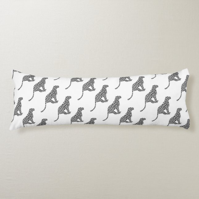 Leopard Gray and Light Gray Silhouette Seitenschläferkissen (Vorderseite)