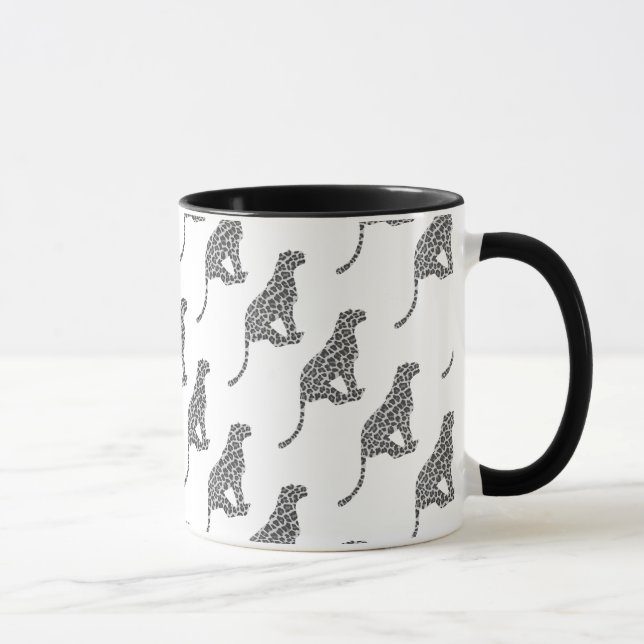 Leopard Gray and Light Gray Silhouette Tasse (Rechts)