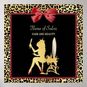 Leopard-Haar-Schönheitssalon Poster