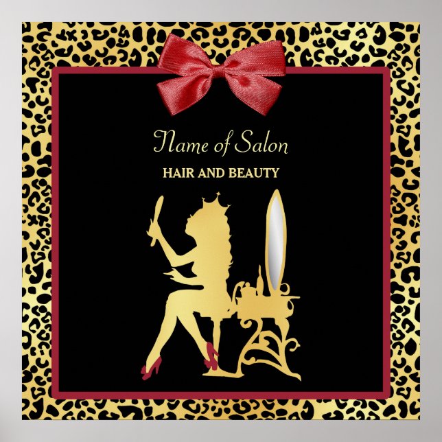 Leopard-Haar-Schönheitssalon Poster (Vorne)