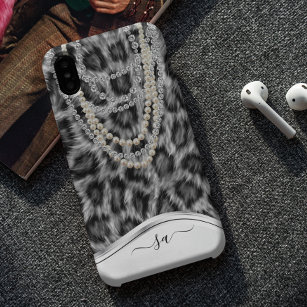 Leopard Handgeschriebener Name Pearl Diamond Neckl Case-Mate iPhone 14 Pro Hülle