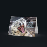 Leopard Happy Birthday Brother Card Karte<br><div class="desc">Grußkarte mit der Phrase "Ein großer Glückstag zum Geburtstag!" auf der Vorderseite mit einem Foto eines Schneeleoparden,  der brüllt. Im Inneren der Karte steht: "Ein großer Glückstag zum Geburtstag für meinen Wahnsinnigsten Bruder!"</div>