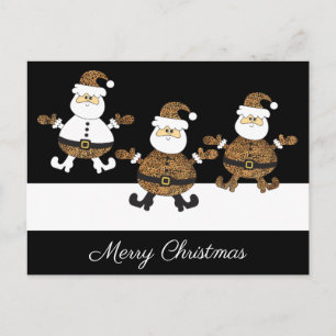 Leopard Happy Dreifacher Weihnachtsmann Schnee Auf Postkarte