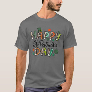 Leopard Happy St. Patrick's Day Leprechaun Hat Sha T-Shirt