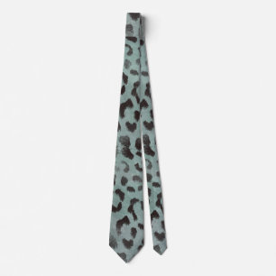 Leopard-Haut in der Mandarine Blaues Meer Krawatte