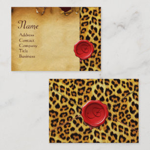 LEOPARD-HAUT, ROTES WAX-SIEGEL-PARKPLATTE VISITENKARTE