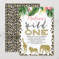 Leopard-Haut Wild Ein Geburtstag Einladung