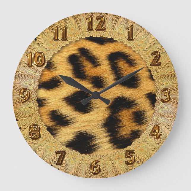 Leopard Hautfarbe Große Wanduhr (Vorderseite)