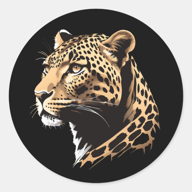 Leopard Head Runder Aufkleber (Vorderseite)