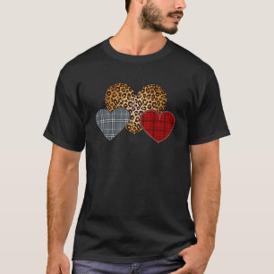 Leopard Heart Buffalo Red Black Kariert Heart Vale T-Shirt