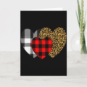 Leopard Heart Büffel Rot Schwarz Kariert Herz Vale Karte