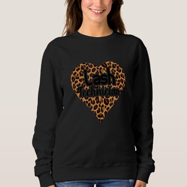 Leopard Heart Eyelash Lash Techniker Sweatshirt (Vorderseite)