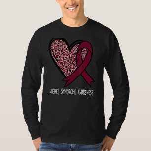 Leopard Heart Hughes Syndrome Awareness Burgundy R T-Shirt
