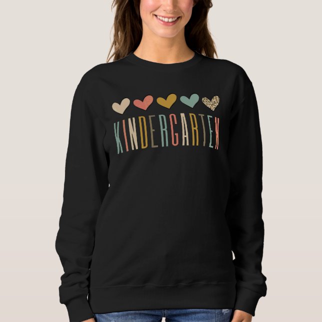 Leopard Heart Kindergarten Lehrer Schüler 1. Tag Sweatshirt (Vorderseite)