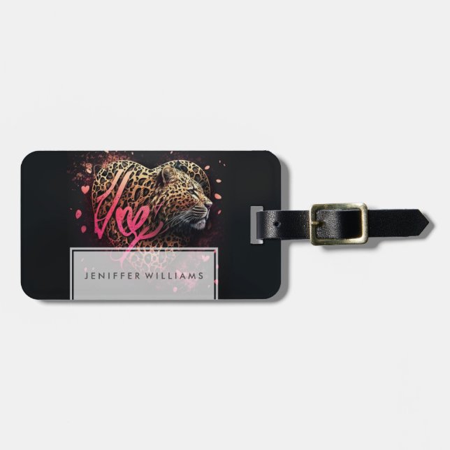 Leopard Heart Love Graffiti Art                    Gepäckanhänger (Vorderseite horizontal)