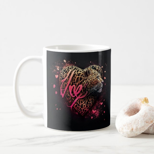 Leopard Heart Love Graffiti Art                    Kaffeetasse (Mit Donut)