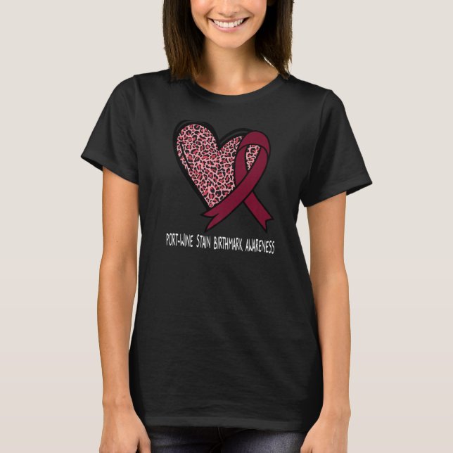 Leopard Heart Port Weinkultur und Erde T-Shirt (Vorderseite)