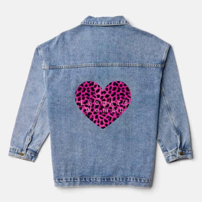 Leopard heart print jacket  jeansjacke (Rückseite)