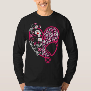 Leopard Heart Stethoscope Onkologie Nurse Valentin T-Shirt