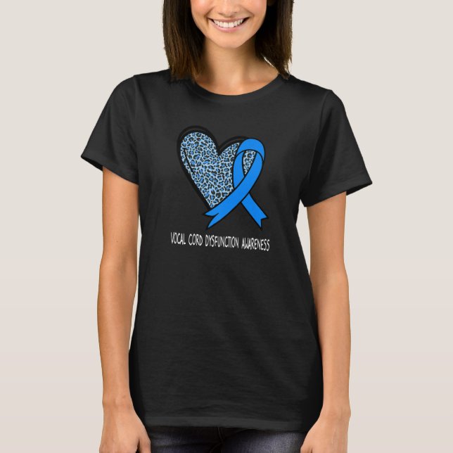 Leopard Heart Vocal Cord Dysfunction Awareness Blu T-Shirt (Vorderseite)