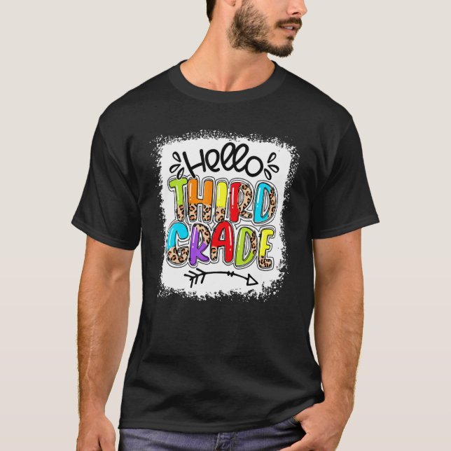 Leopard Hello Third Grade Teacher First Day T-Shirt (Vorderseite)