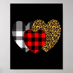 Leopard Herz Büffel Rot Schwarz Kariert Herz Valen Poster