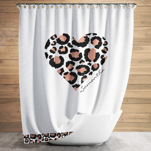Leopard Herz Cheetah Muster Name Herz Duschvorhang