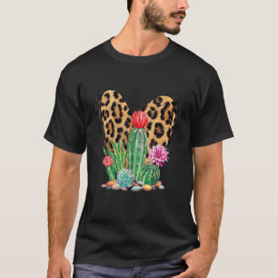 Leopard Herz hinter Kaktusdruck Herren Damen Gärt T-Shirt
