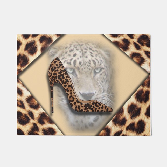 Leopard High Heel & Face Design Fußmatte (Vorderseite)