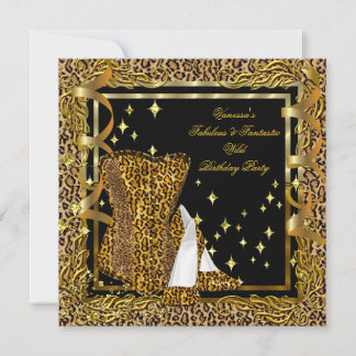 Leopard High Heel Gold Corset Geburtstagsparty Einladung