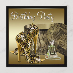 Leopard High Heel Schuhe Schwarze Gold Frauen Gebu Einladung