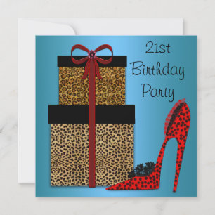 Leopard High Heels Frauen 21. Geburtstag Party Einladung
