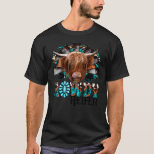 Leopard Highland Cow Howdy Heifer Western Land T-Shirt