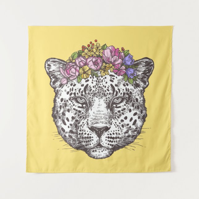 Leopard Hippie Chic Wandteppich (Vorderseite)