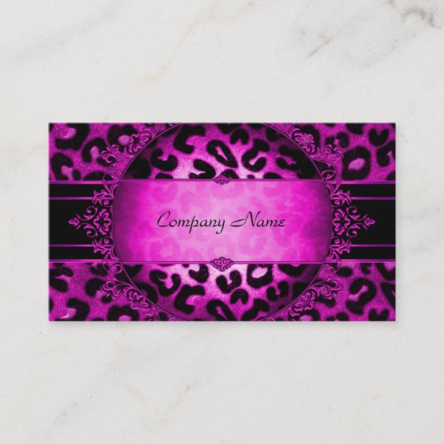 Leopard Hot Pink Black Boutique Card Elegant Visitenkarte (Vorderseite)