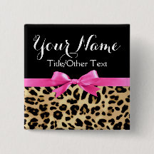 Leopard Hot Pink Bow Personalisiert Name Tag